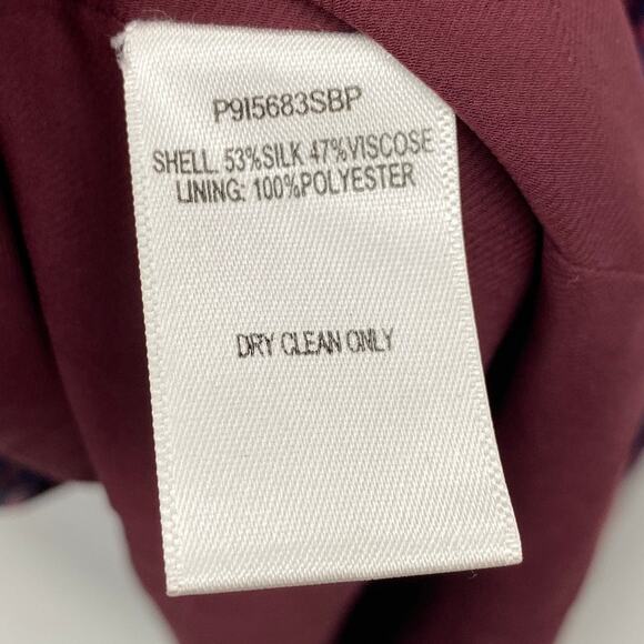 Parker Elizabeth Floral Long Sleeve Midi Dress Silk Blend Blouson Faux Wrap L - Picture 9 of 10